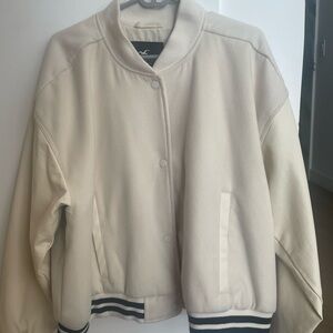 Hollister Women's Cream Bomber Jacket